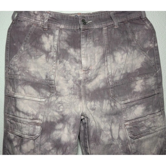 Free People We The Free Tie Dye Madison 29 Lavender Utility Jeans Cargo Pants - Picture 4 of 11